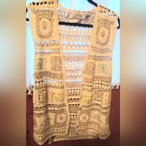 Portrait Crochet Open-Front Vest